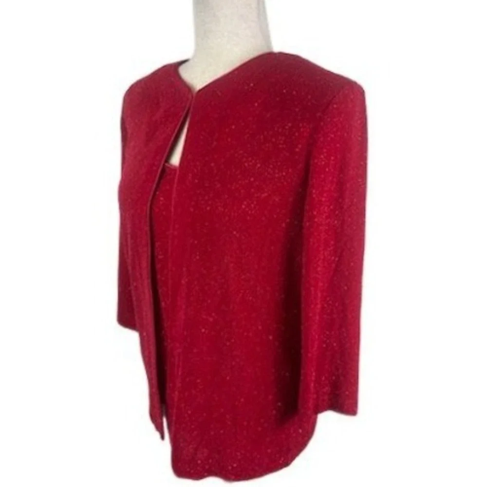 Alex Evenings Red Metallic Camisole & Jacket Set Holiday Size Medium‎ Petite MP